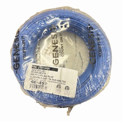 500ft Speed Bag of Genesis 21015806 Riser/FT4 22AWG Solid/2C Cable Blue