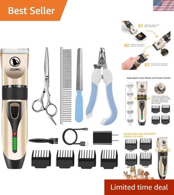 USB Rechargeable Dog Clippers with Ultra-Sharp Blades - Complete Grooming Set