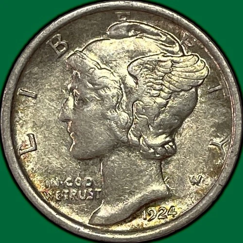 1924 Mercury Dime Almost Uncirculated AU Coin #36655