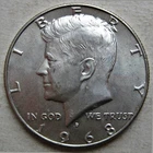 US 1968-D KENNEDY SILVER HALF DOLLAR COIN (KM# 202a)