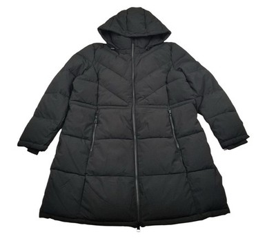 DKNY Women's Long Puffer Removable Hood Banded Cuffs Jacket XXL black NO TAGS