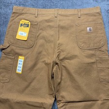 Carhartt Pants Mens 46x34 Brown Canvas Loose Fit Washed Duck Utility Work New