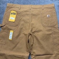 Carhartt Pants Mens 46x34 Brown Canvas Loose Fit Washed Duck Utility Work New