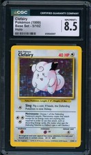 CGC 8.5 NM/MINT+ Clefairy Base 5/102 Holo 1999 Carta Pokemon