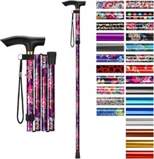 Folding Cane, 5-Level Adjustable Height Walking 10", Lightweight Collapsible
