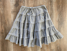 MINI BODEN Gray Ruffled Corduroy Circle Skirt Girl's Size 9-10Y Drawstring 10