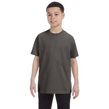 Hanes Youth Authentic Boys Short Sleeve T-Shirt Smoke Gray Cotton S Size