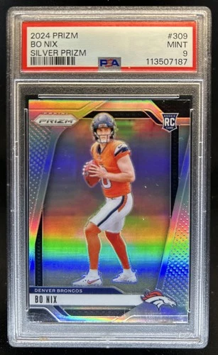 2024 Panini Prizm Bo Nix RC Silver Rookie #309 Broncos PSA 9