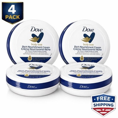 Dove Body Love Rich Nourishment Cream 4 Pack Face Body 2.53oz