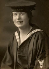 WWI Pretty Girl Women In Navy Uniform Real Photo Postcard RPPC
