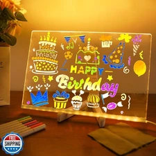 LED Note Board with Colors, Acrylic Dry Erase Board with Light, 2