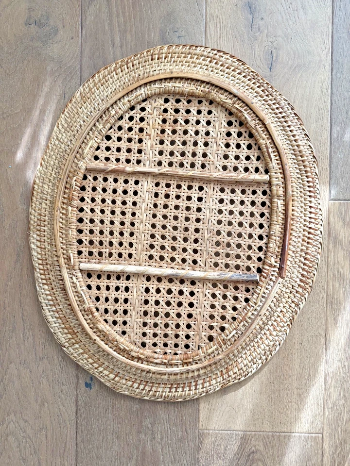 Antique Large, Rattan Serving Tray/Charger - Image 3 of 3