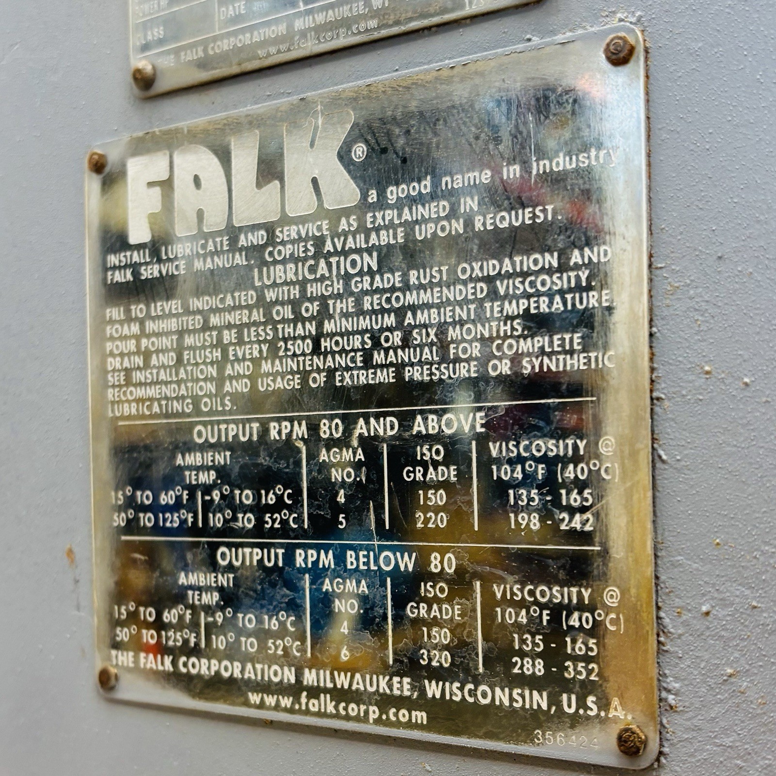 Falk UltraMax Gear Drive RK2080F-2A Ratio 20.98 9 Gal 1750 RPM Industrial Reduce