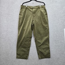 Old Navy Women Pants L Green Chino High-Rise OG Button Relaxed 25" Inseam
