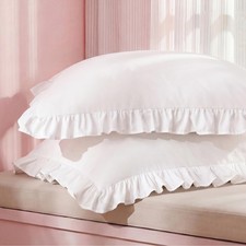 Bedsure White Ruffle Pillow Cases, Shams Standard 20x26 , 01 -