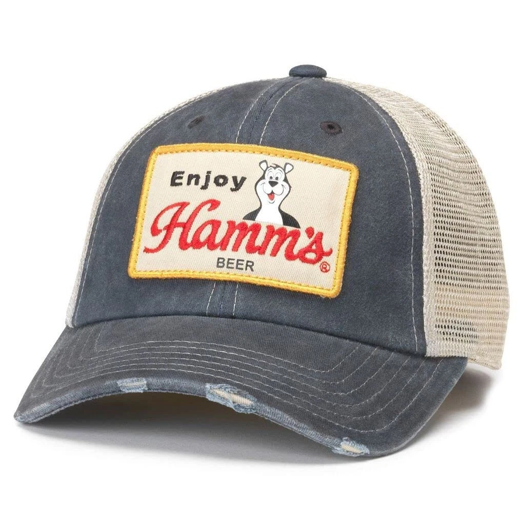 AMERICAN NEEDLE Hamm's Beer Orville Adjustable Snapback Baseball Hat, Stone/Deep