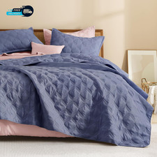 Oversized King Quilt Bedding Set 128 120 Inch Super King Dark Blue Grey