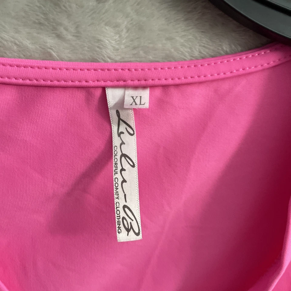Blusa Top Lulu B Mujer Rosa Sólida XL Nylon Spandex Sin Mangas Cuello en V Pullover Foto 2 de 4