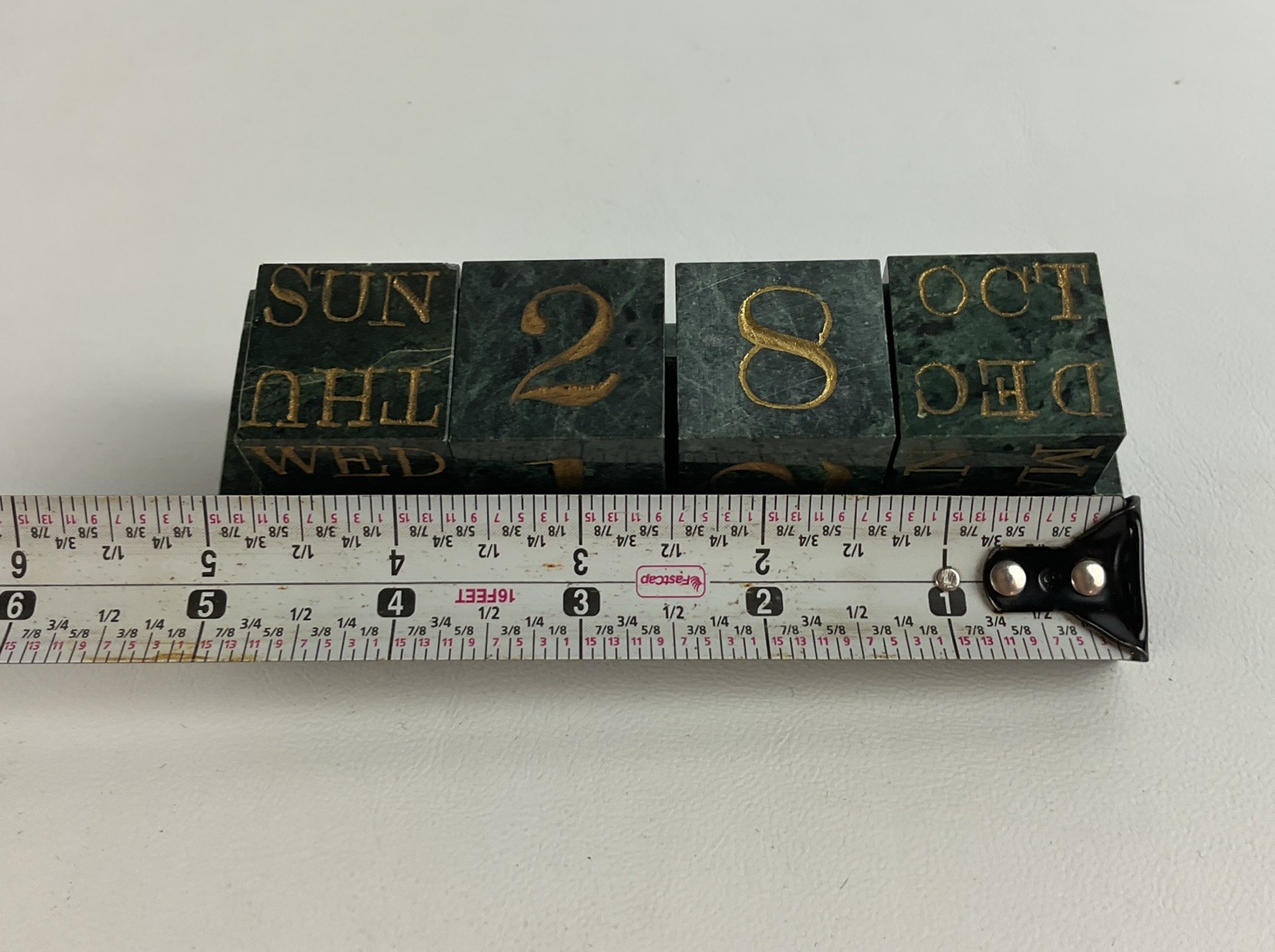 Vintage marble block calendar date month Day