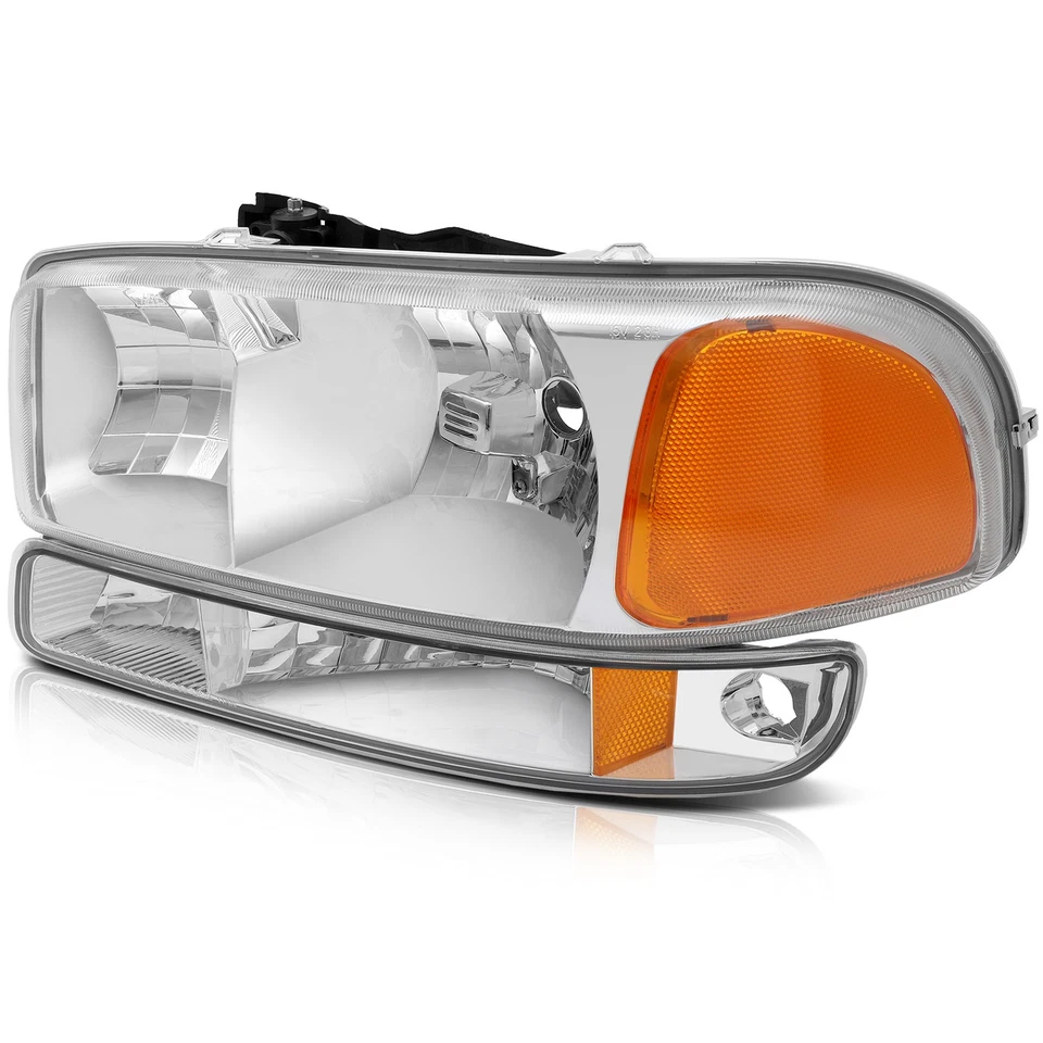 Fits 1999-2006 GMC Sierra 1500-3500 Headlights Assembly Clear Front Left+Right - Image 2 of 4