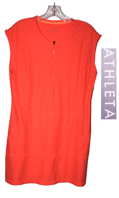 Athleta Women sz L Orange Wick-It Wader Cover Up Tunic Sleeveless Top Mini Dress