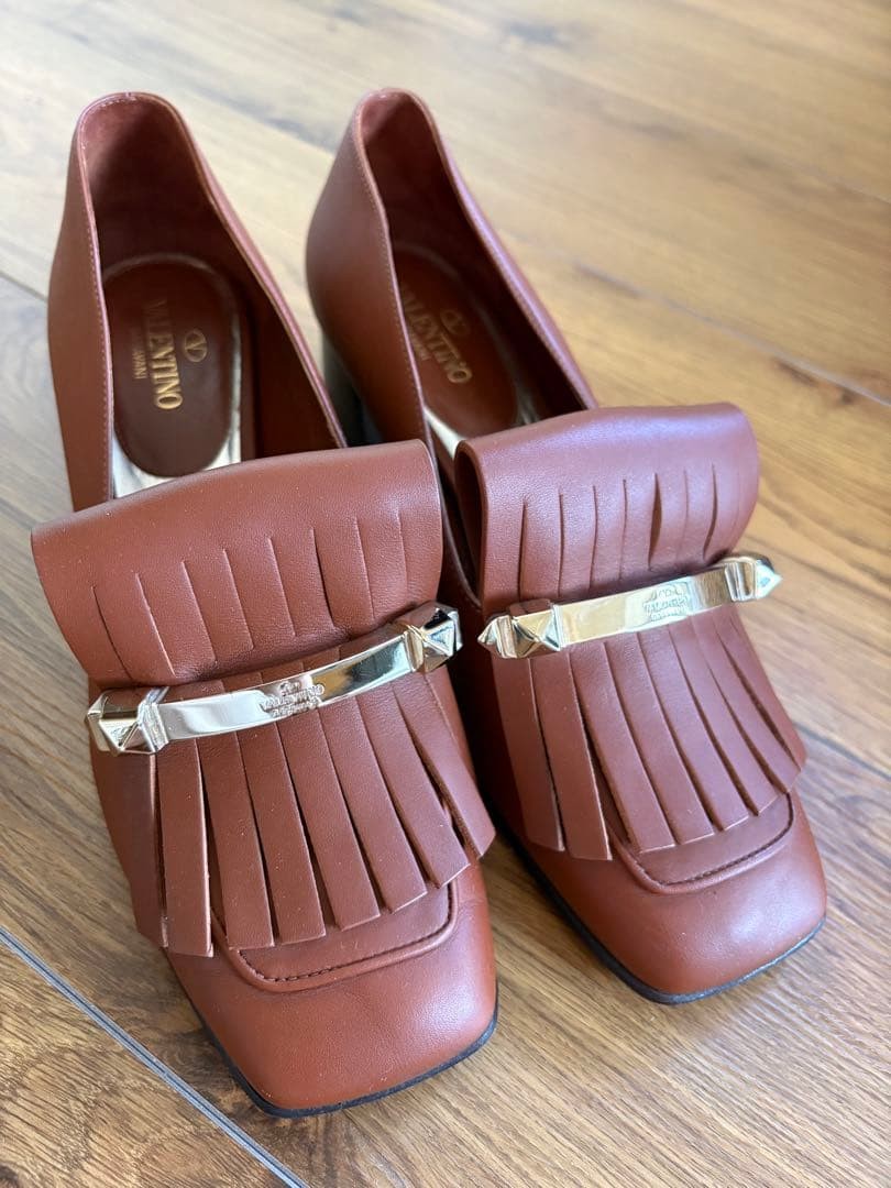 VALENTINO GARAVANI Loafers Heel Size EU39 US9 UK: : Women Brown Leather