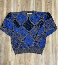 Vintage Men  s XL Grandpa Sweater Retro Abstract 90  s Bold Striking Streetwear