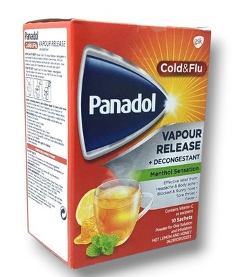 Panadol Cold & Flu Lemon Honey 10 Sachets   Fast Relief for Cough, Congestion &