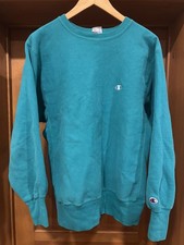 VTG 90s Champion Reverse Weave Large Teal Crewneck Sweatshirt USA Made