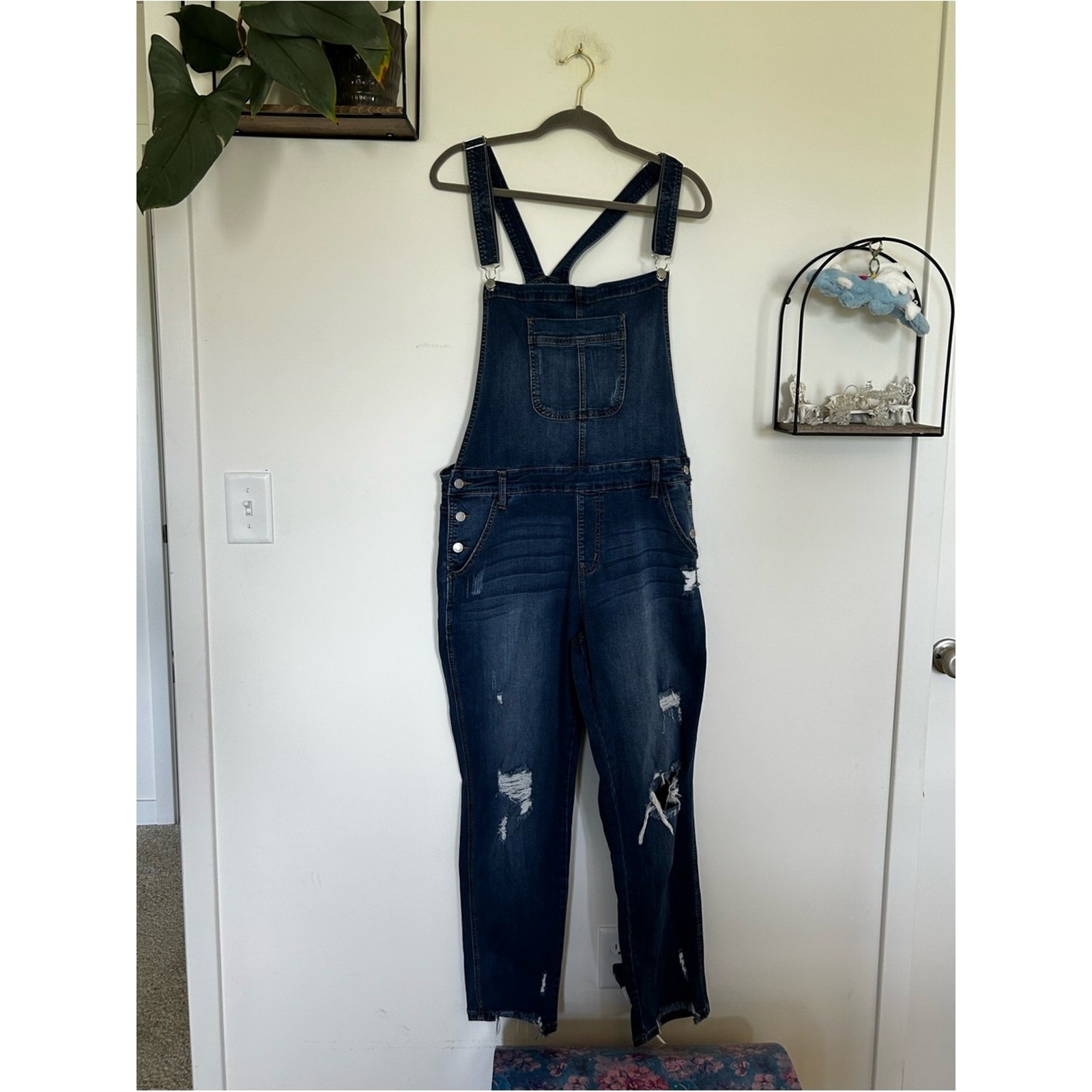 Judy Blue Distressed Full Pant Denim Blue Jean Overalls Plus