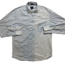 J. Crew Oxford Shirt Mens M Blue Long Sleeve Flex Multi Stripe Button Down