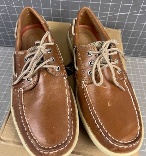 Sperry Billfish 3-Eye Boat Shoe Men’sLace-Up Dark Tan Leather Size 8 - Picture 2 of 9