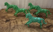 1960 s-70 s Green Plastic Galloping Horses Miniature Toys Figures Lot Of 5 Marx
