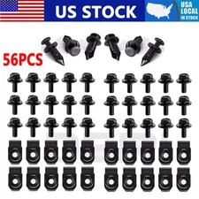 56pc Car Engine Splash Shield Bumper Hardware Body Bolt Screw Nut Clip Rivet Kit