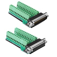 Jienk 2Pcs DB25 Male Female Breakout Board Connector, RS232 D-SUB Serial 25...