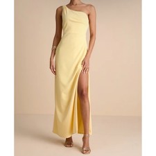Lulus Maevyn Yellow One Shoulder Coel Back Maxi Dress Formal Evening Gown XL