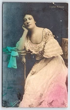 VINTAGE REAL PHOTO POSTCARD LADY DRESS ELEANOR ROBSON BRITISH ACTRESS COLORED