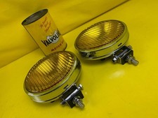 NEU Satz Chrom Nebelscheinwerfer gelb universal Oldtimer Youngtimer Rallye Retro