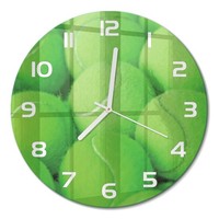 Stilvolle Runde Wanduhr Aus GehäRtetem Glas TennisbäLle WeißE Zeiger Fi30 Cm