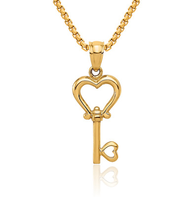 Schlüsselkette 14 Karat massiv Gelbgold Herz