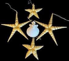 Vtg MARGARET FURLONG Gold Leaf Over Porcelain Ornaments  Angel LOT of 5