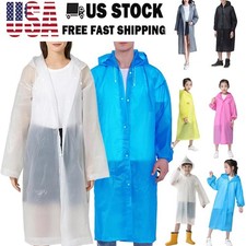 Adult Waterproof Hooded Raincoat Jacket Rain Coat Poncho Rainwear Outdoor Hiking