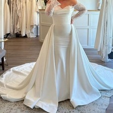 Satin Detachable Skirt Wedding Removable Train For Dresses Bow Bridal Overskirt