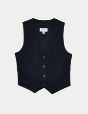 Marks & Spencer Womens Navy Collarless Waistcoat - M&S