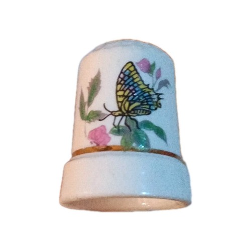 Butterfly Porcelain Yellow Blue Collectible Souvenir Thimble