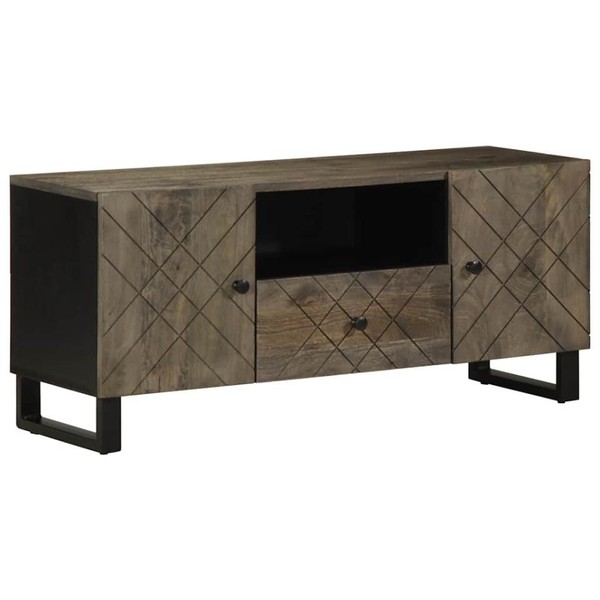 Tv-Schrank Schwarz 105X33X46 Cm Massivholz Mango-image