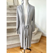 Natori Grey Marled Tie Waist Mid Length Robe