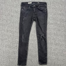 AG Adriano Goldschmied The Legging Ankle Super Skinny Distressed Black Jeans 27R