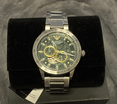 Emporio Armani AR60053 Armbanduhr Edelstahl Automatik Grün Skelett Mineralglas
