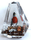 Vintage Hand Carved Painted Wood Robin Lucite/Acrylic Unique Canada Paperweight — photo 4